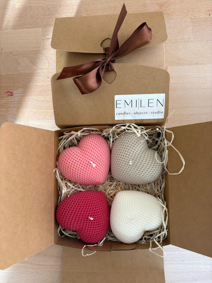 Geschenkset Kerze Herz kariert